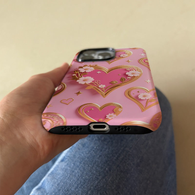 Magnetic Heart Flower Phone Case For iPhone