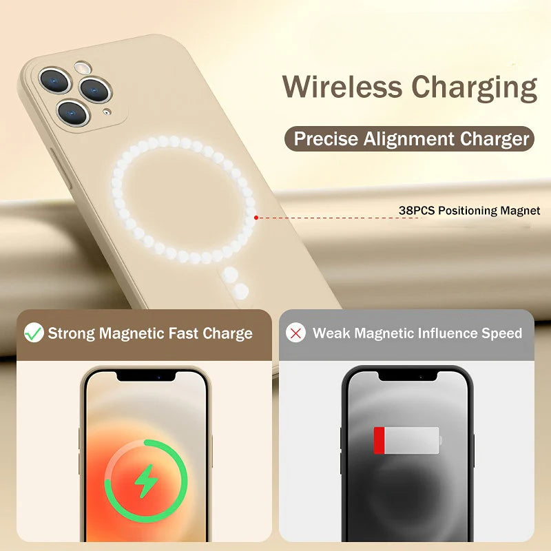 Silicone Magnetic Wireless Charging Case For iPhone