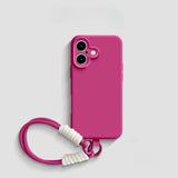 Simple Solid Color Lanyard Phone Case For iPhone