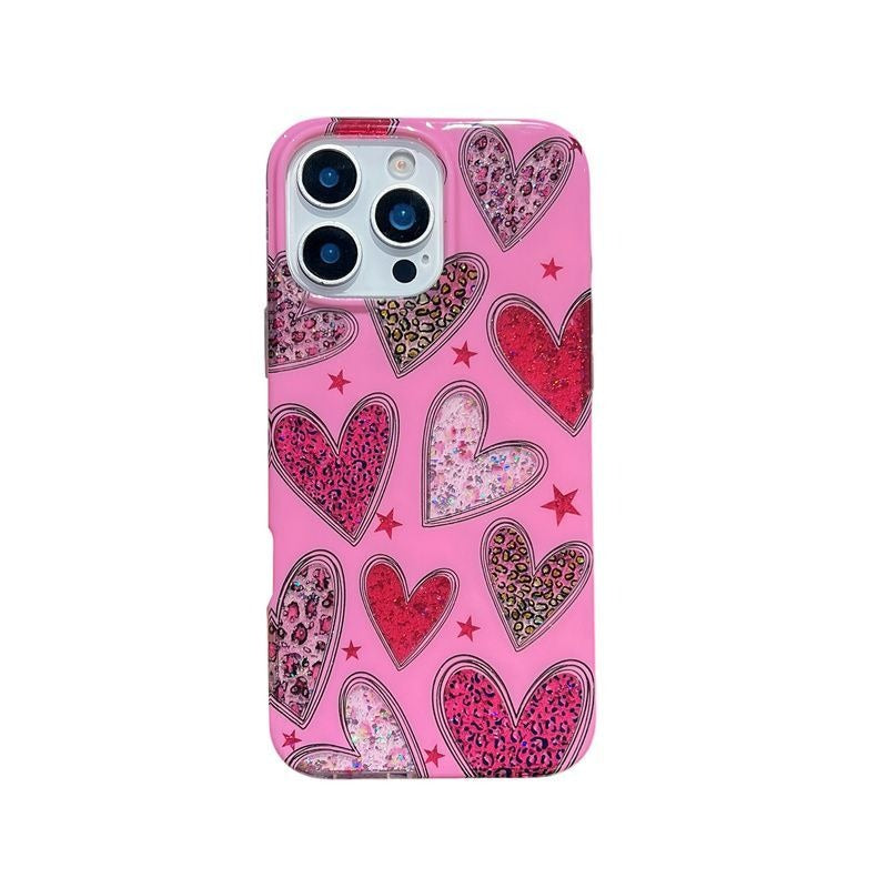 Semi-transparent Leopard Print Heart Phone Case For iPhone