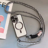Crossbody Adjustable Strap Lanyard Plating Magnetic Phone Case For iPhone
