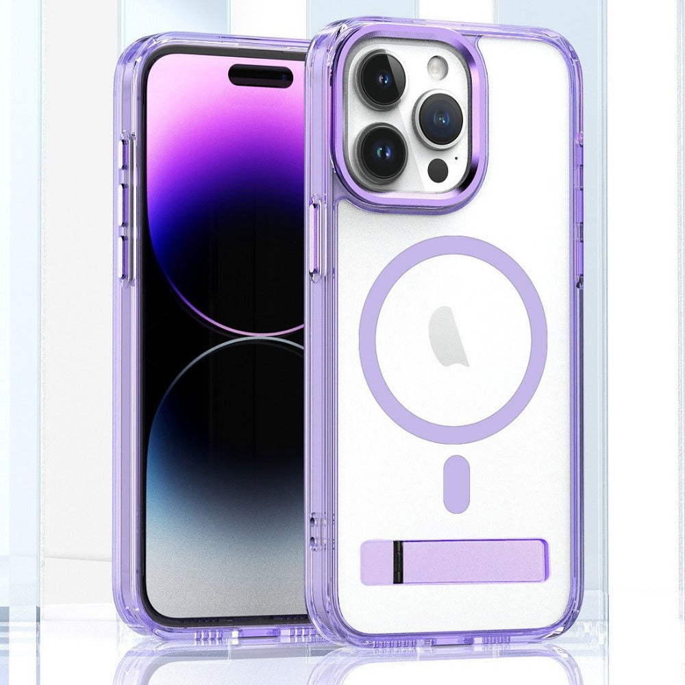 Transparent Magnetic Wireless Charging Case With Stand For iPhone