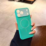 Color-blocked Large Window Hollowed-out Magnetic Phone Case For iPhone