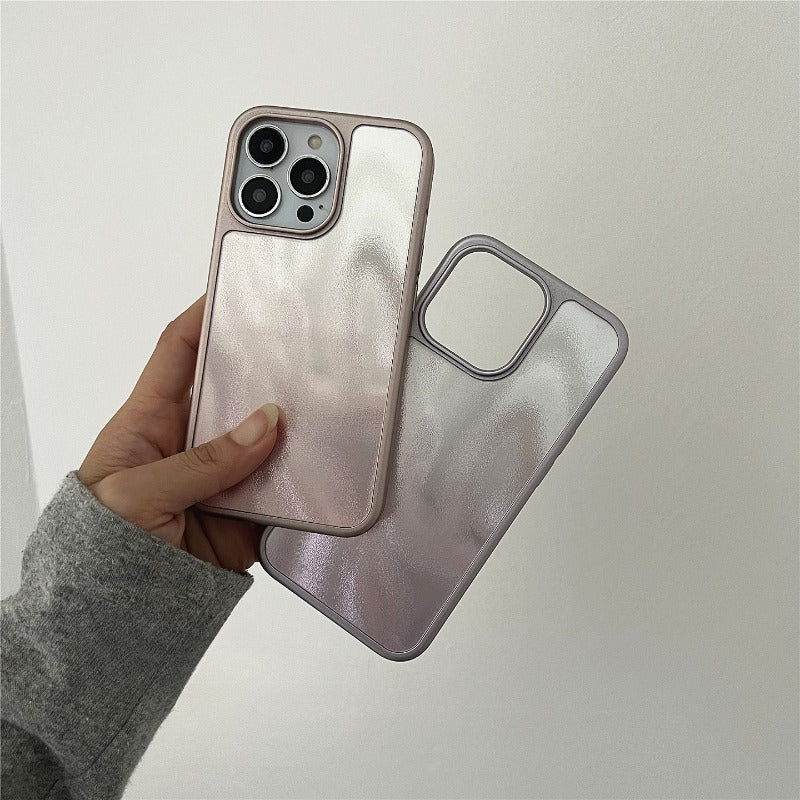 Metallic Paint Fine Sand Wave Pattern Mobile Phone Case For iPhone
