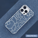 Embossed Camellia Magnetic Phone Case For iPhone