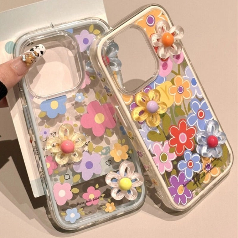 Colorful 3D Flower Phone Case For iPhone