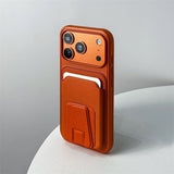Card Holder Folding Stand Frosted Phone Case For iPhone