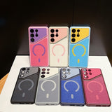 Color-blocked Fabric Magnetic Phone Case For Samsung