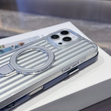 Glossy Corrugated Stripe Magnetic Case For iPhone