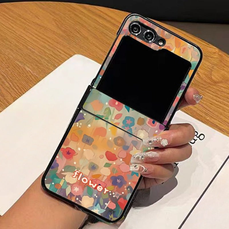 Colorful Flower Hinged All-inclusive Phone Case For Samsung Z FLIP