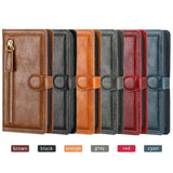Retro Zipper Leather Card Slot Phone Case For iPhone