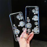 3D Pearl Flower Transparent Phone Case For Samsung