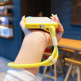 Solid Color Contrast Lanyard Phone Case For Samsung