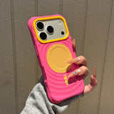 Color-blocking Wavy Magnetic Shockproof Phone Case For iPhone