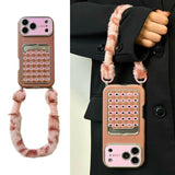 Checkered Heart Plush Rope Phone Case For iPhone