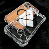 Acrylic Transparency Shockproof Plating Magnetic Case For iPhone