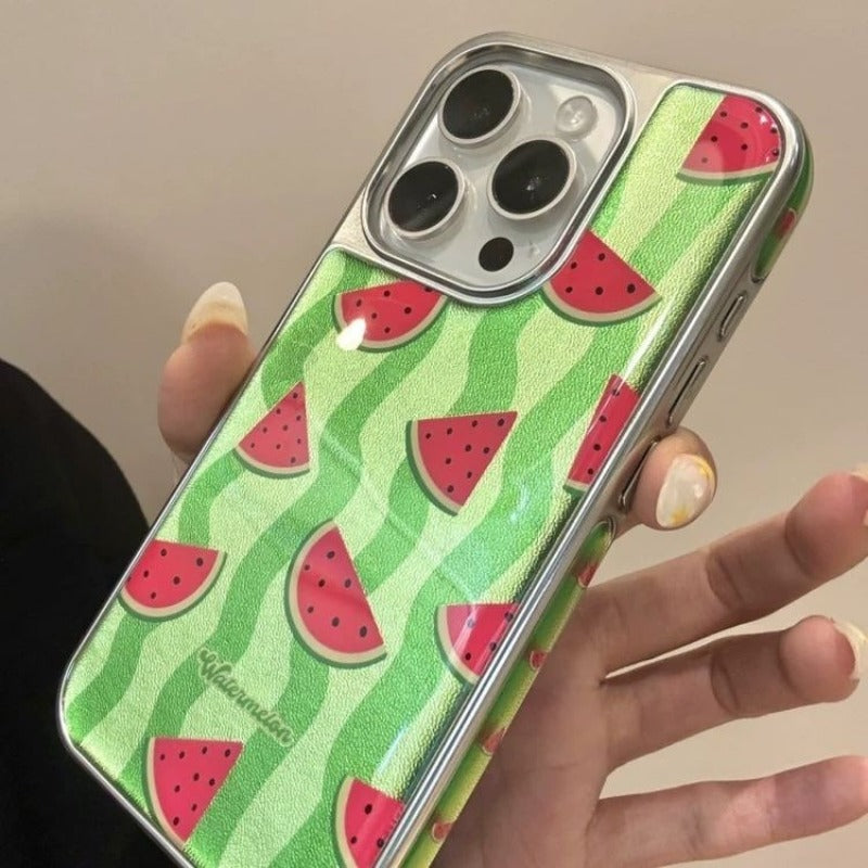 Epoxy Star Watermelon Line Cat Phone Case For iPhone