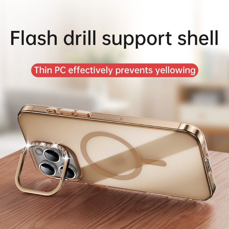 Invisible Bracket Diamond Magnetic Phone Case For iPhone