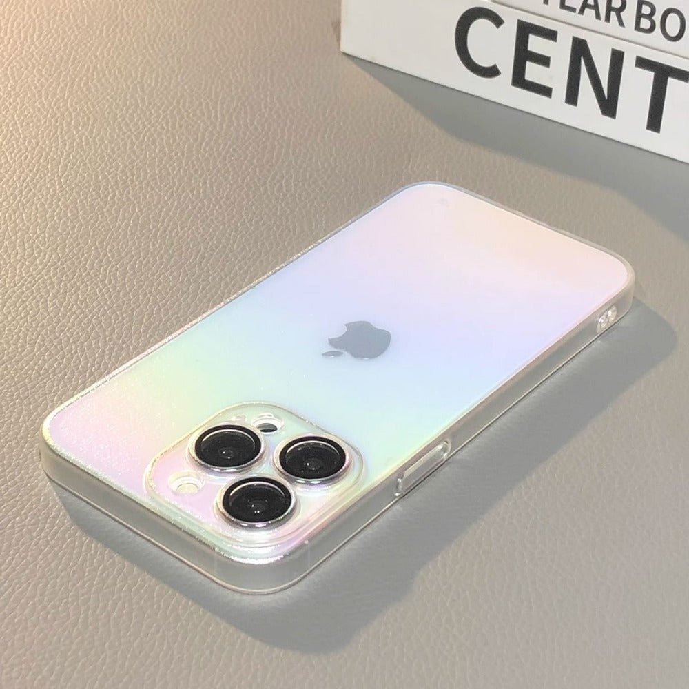 Color Plated Gradient Color Hard Phone Case with Built-in Lens Film For iPhone