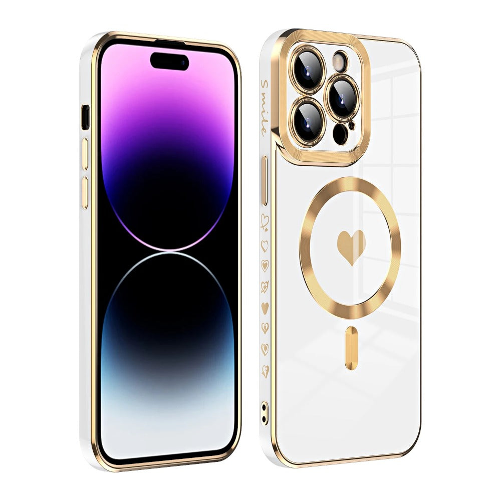 Fashion Love Clear Magnetic Plating Phone Case For iPhone