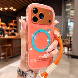 Lanyard Magnetic Glossy Phone Case For iPhone