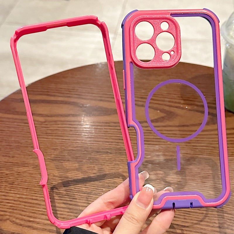 Colorblock Magnetic Phone Case For iPhone