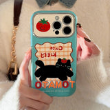 Original Doodle Cat Cartoon Leather Phone Case for iPhone