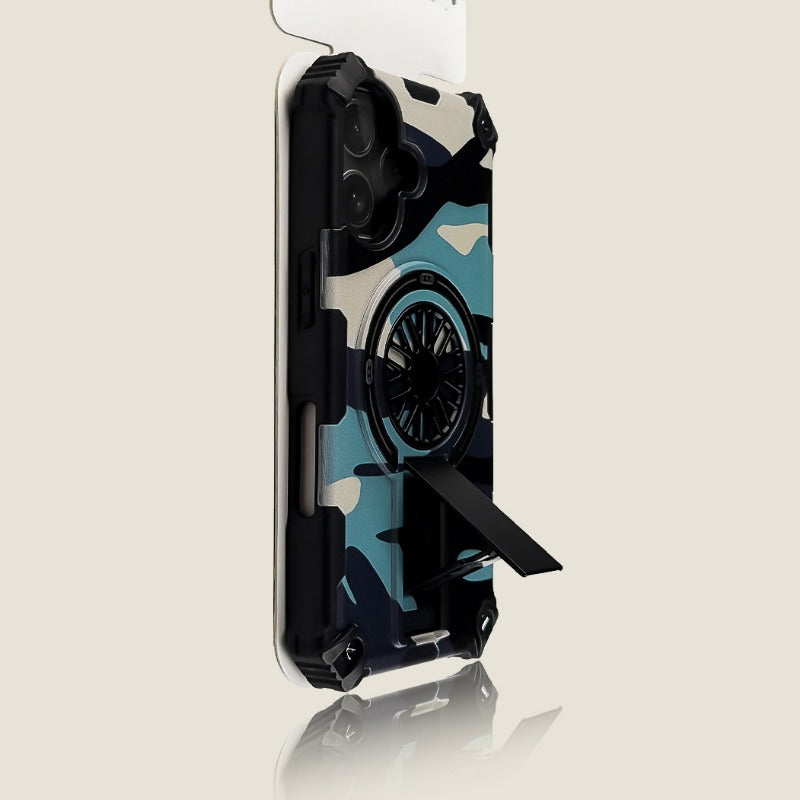 Camouflage Gyro Magnetic Bracket Phone Case For iPhone