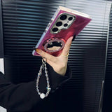 Foil-textured Mirror Stand Phone Case For Samsung