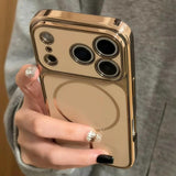 Electroplated Large Window Magnetic Phone Case For iPhone