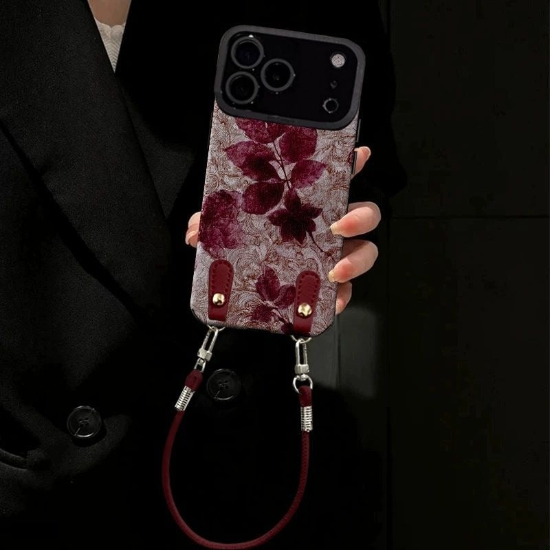 Maple Leaf Lanyard Phone Case For iPhone