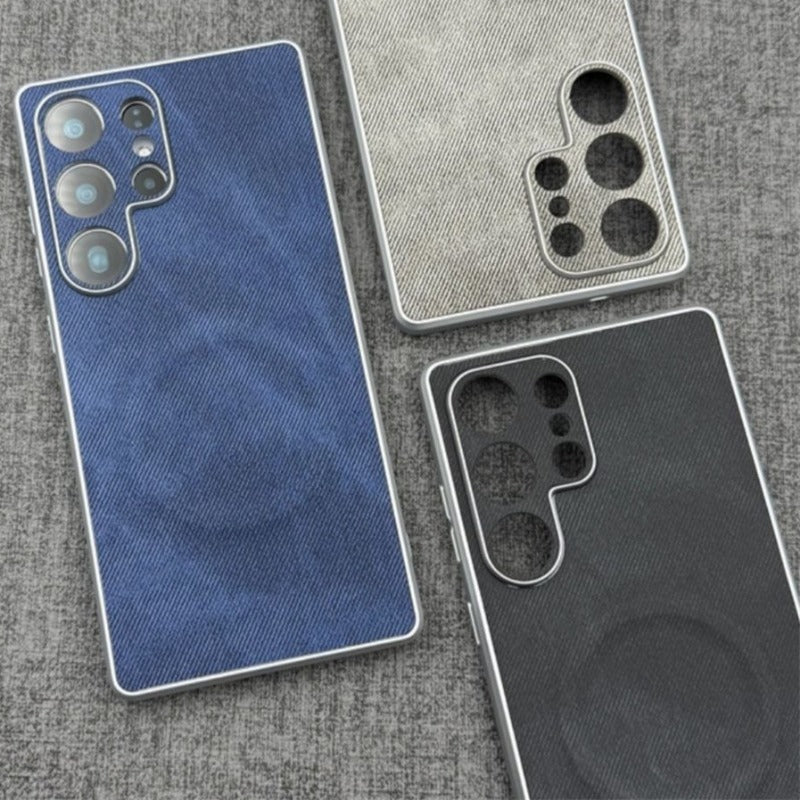 Magnetic Denim Textured Soft Phone Case For Samsung