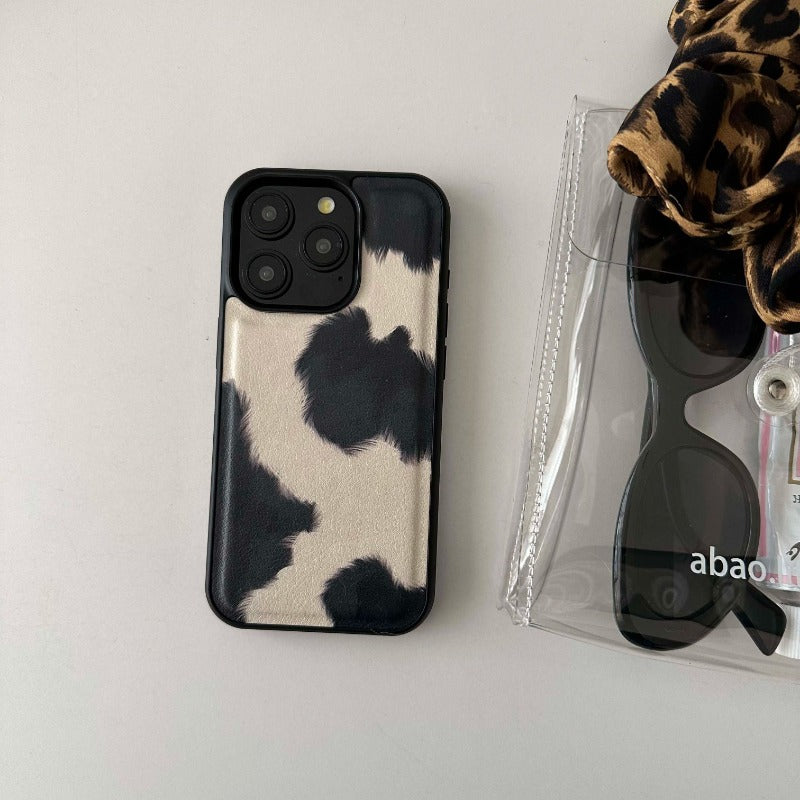 Leather Shell Black White Cool 3D Phone Case For iPhone
