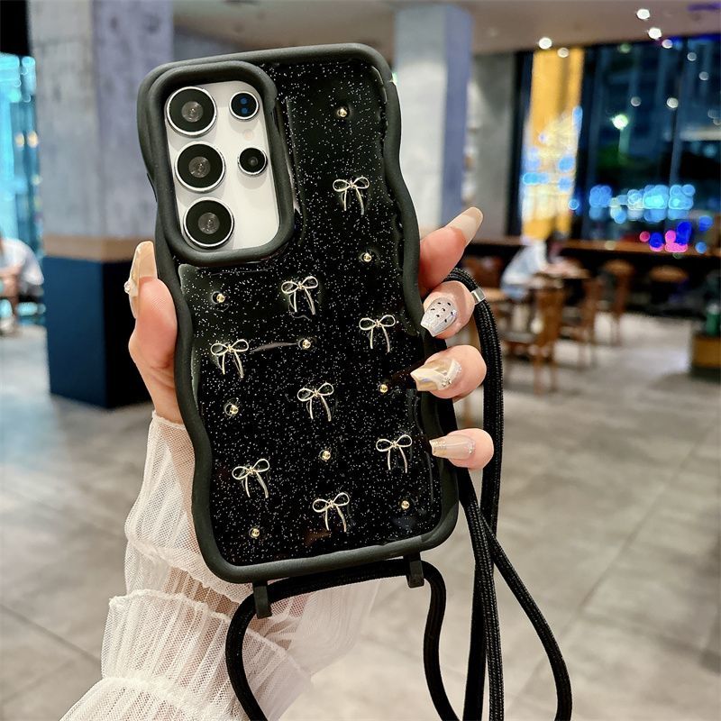Wave Pattern Crossbody Epoxy Butterfly Phone Case For Samsung