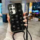 Wave Pattern Crossbody Epoxy Butterfly Phone Case For Samsung