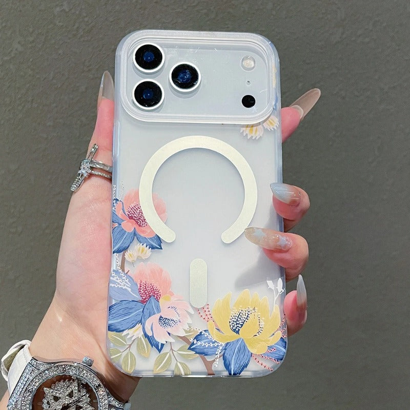 Luxury Flower Pattern For Magsafe Magnetic Case For iPhone