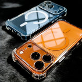 Acrylic Transparency Shockproof Plating Magnetic Case For iPhone