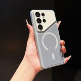 Color-blocked Fabric Magnetic Phone Case For Samsung