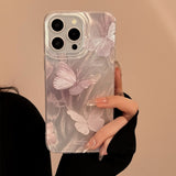 Feather Pink Butterfly Pendant Phone Case For iPhone