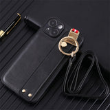 Leather Phone Case with Lanyard For iPhone