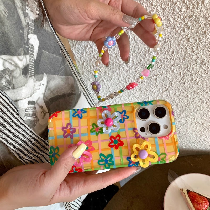 Colorful Lines Flower Phone Case For iPhone