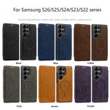 Flip Magnetic Leather Phone Case For Samsung