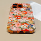 Silicone Anti-fall Oil Painting Flower Phone Case For iPhone