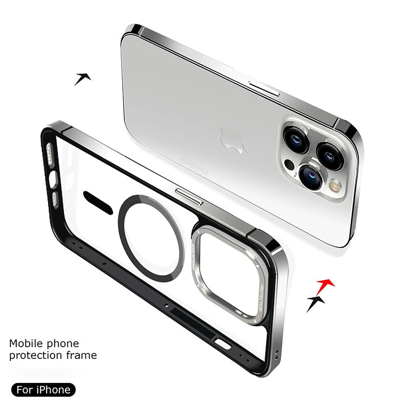 Custodia magnetica per telefono con struttura in metallo per iPhone