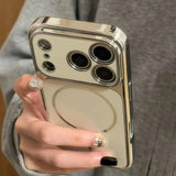Electroplated Large Window Magnetic Phone Case For iPhone
