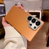 Solid Color Rock Sand Magnetic Phone Case For Samsung