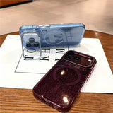 Bling Glitter Camera Protection Stand Holder Clear Case For iPhone