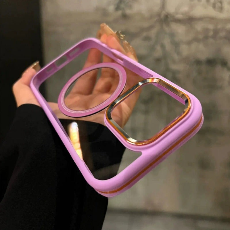 Two-color Simple Transparent Magnetic Phone Case For iPhone