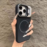 Skin-feel Magnetic Lens Holder Phone Case for iPhone