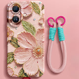 Flower Silicone Phone Case with Lanyard For iPhone